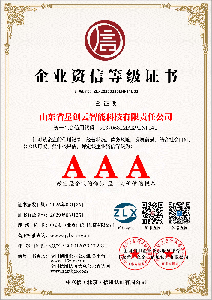 企业资信等级证书